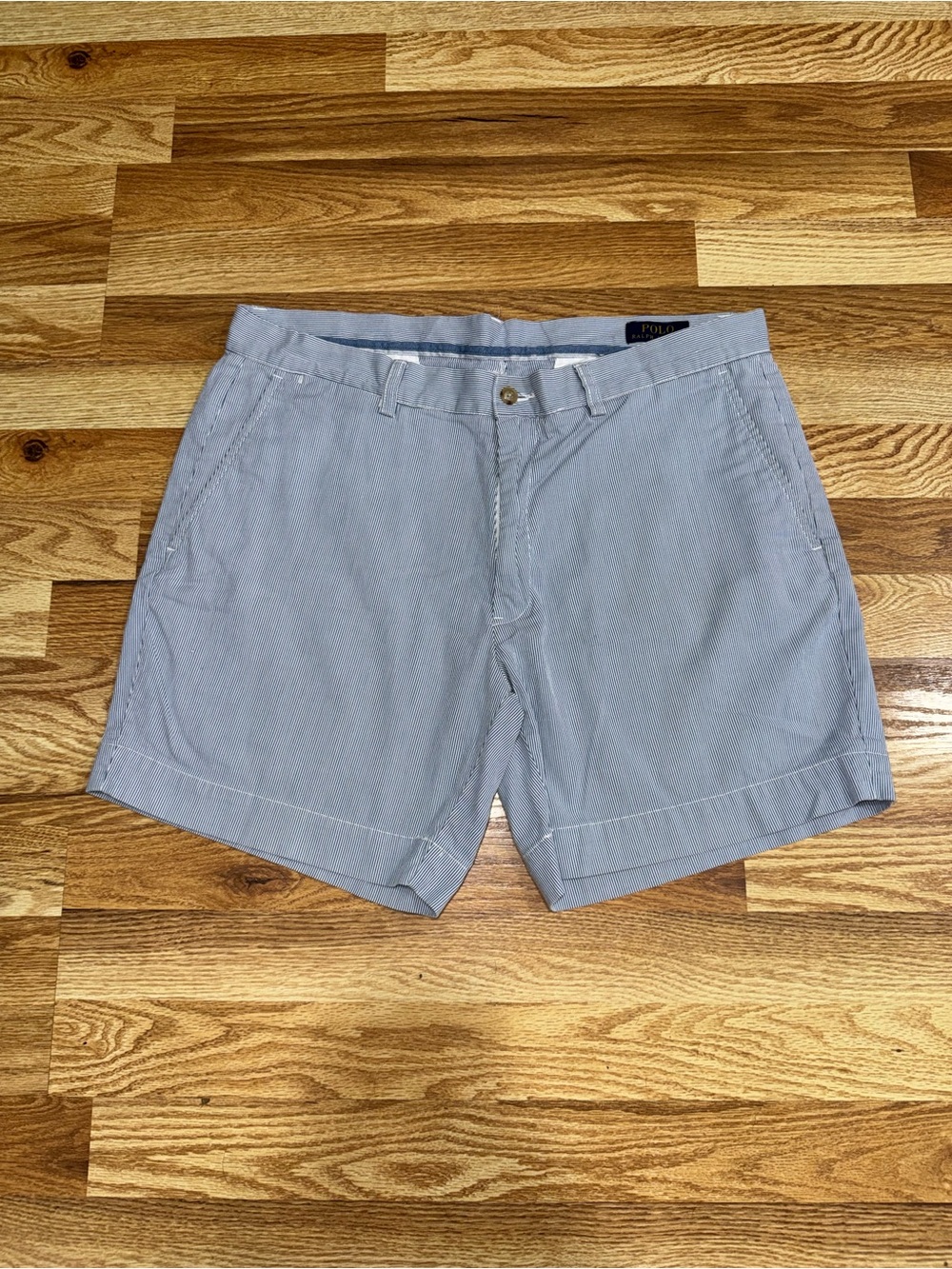 Polo Ralph Lauren Classic Fit Chino Shorts Men’s 35 Blue White Stripe 6” Inseam